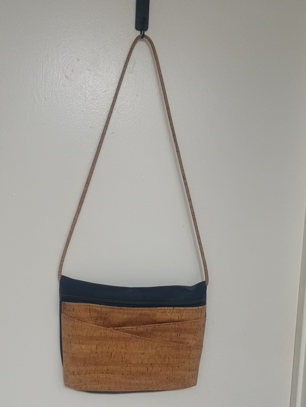 Navy And Cork Crossbody Bag